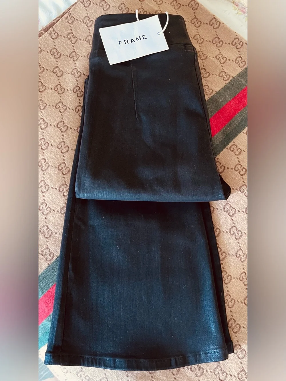 Frame Denim Black Satinflare. pants NEW with Branded Tag.